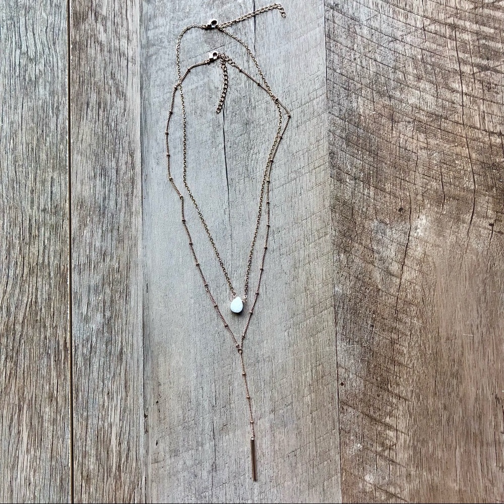 NWOT Set 2 Layering Necklaces & Stud Earring’s, Crystal Layered Necklace, Boho